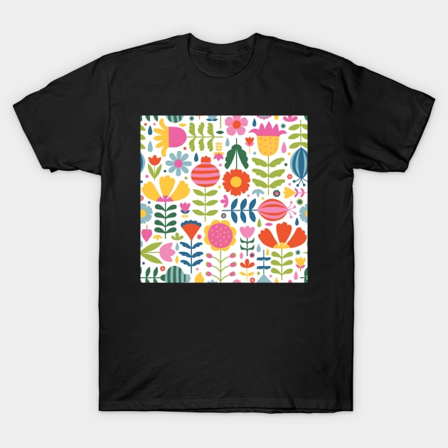 Happy Scandinavian Flowers T-Shirt by missmewow